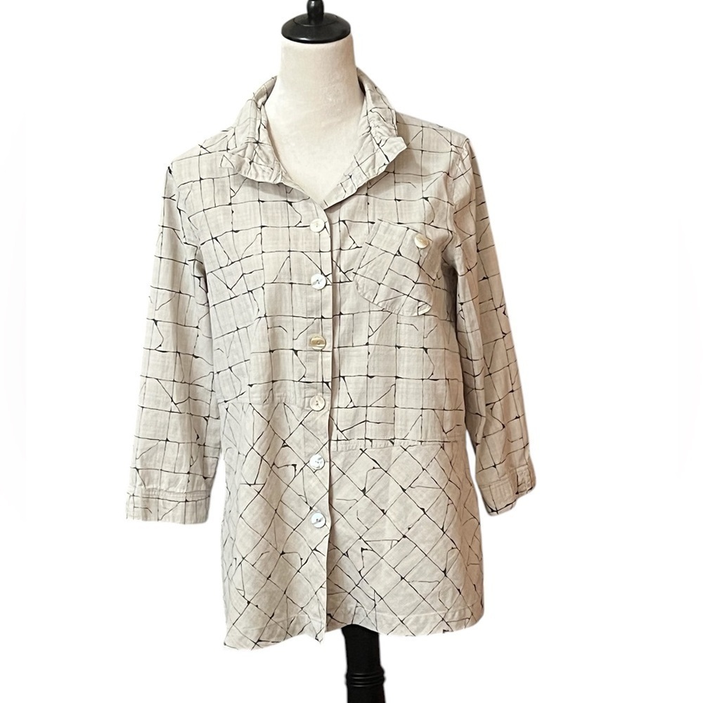 John Mark Women's Linen Blouse Size S Casual 3/4 Sleeve